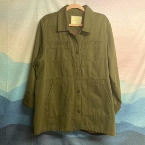 Crochet-Back Denim Utility Jacket